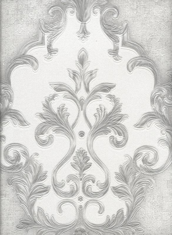 CASHMIR AÇIK GRİ DAMASK DESENLİ DUVAR KAĞIDI (16,5 m2) 1004