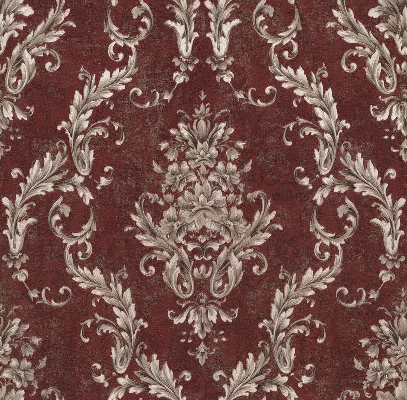 RETRO BORDO DAMASK ESKİTME DUVAR KAĞIDI 16,5 m2 - 5001-02