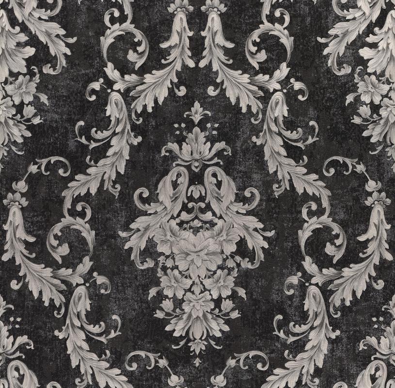 RETRO SİYAH ESKİTME DAMASK DUVAR KAĞIDI 16,5 m2 - 5001-05