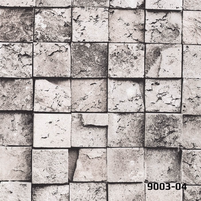 DECO STONE 3 BOYUTLU GRİ KARE TAŞ DUVAR KAĞIDI 16,5 m2 - 9003-04