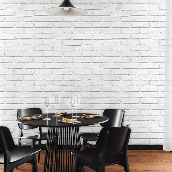 DECOWALL 3 BOYUTLU BEYAZ TUĞLA DESEN DUVAR KAĞIDI