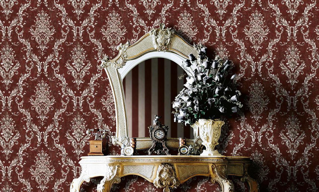 RETRO BORDO DAMASK ESKİTME DUVAR KAĞIDI 16,5 m2 - 5001-02