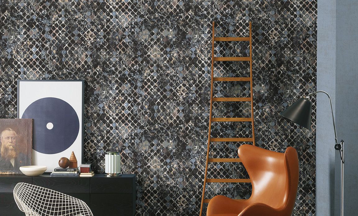 RETRO ANTRASİT MODERN DESEN DUVAR KAĞIDI 5012-01