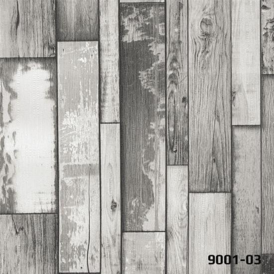 DECO STONE 3 BOYUTLU GRİ AHŞAP DESEN DUVAR KAĞIDI 16,5 m2 - 9001-03