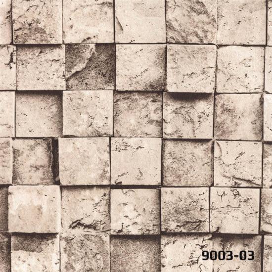 DECO STONE 3 BOYUTLU KAHVE KARE TAŞ DUVAR KAĞIDI 16,5 m2 - 9003-03